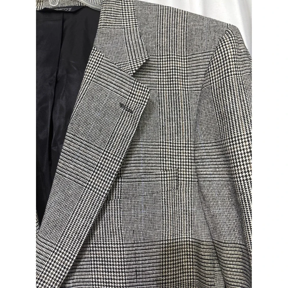 Burberrys Mens Plaid Blazer Sport Coat Jacket‎ Wool Blend 2 Button Lined