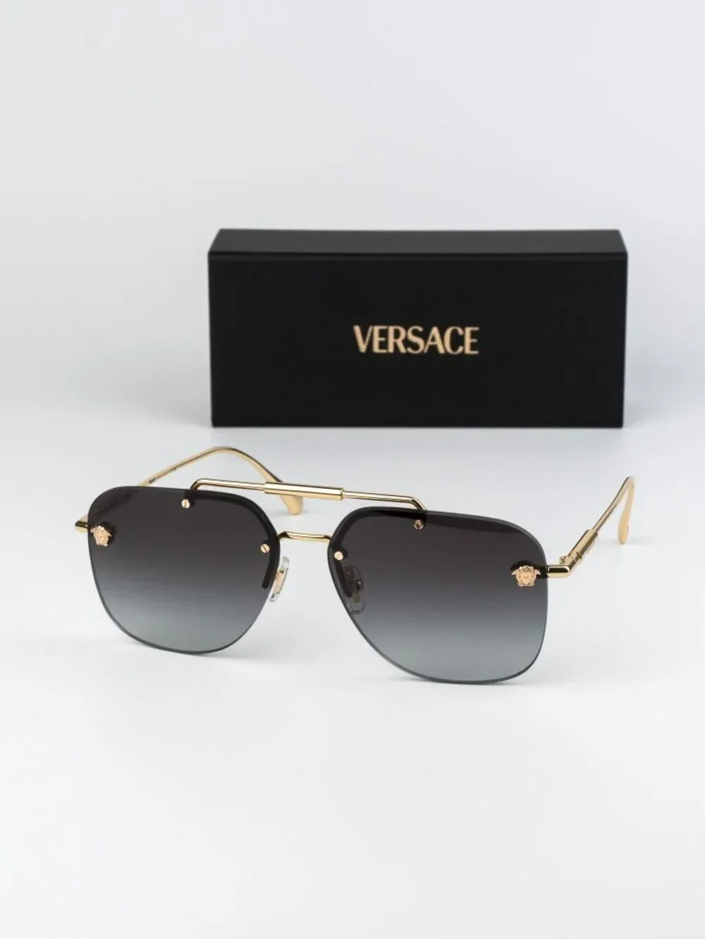 Versace Men Sunglasses Gold Grey Gradient Pilot VE2296 100284 NEW AUTHENTIC