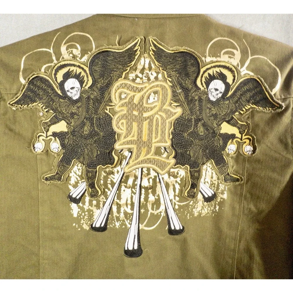 Blac Label Embroidered Military Style Field Jacket Mens XL Streetwear Y2k