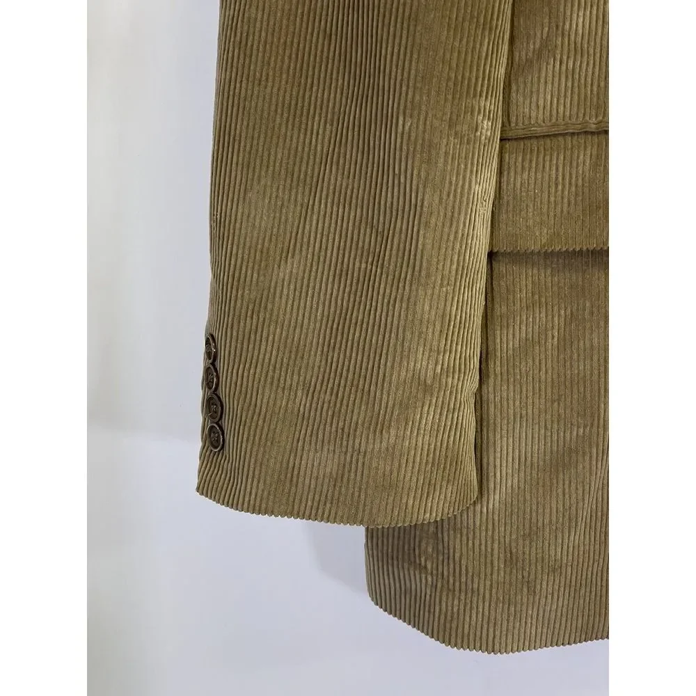 MEETING STREET Mens 44 Reg Beige Tan Corduroy‎ 2 Button Sport Coat Blazer Jacket