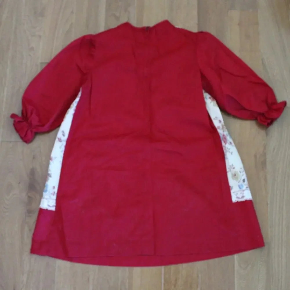 Vintage Montgomery Ward Girls‎ Long Sleeve Dress Floral Lace Red White 6