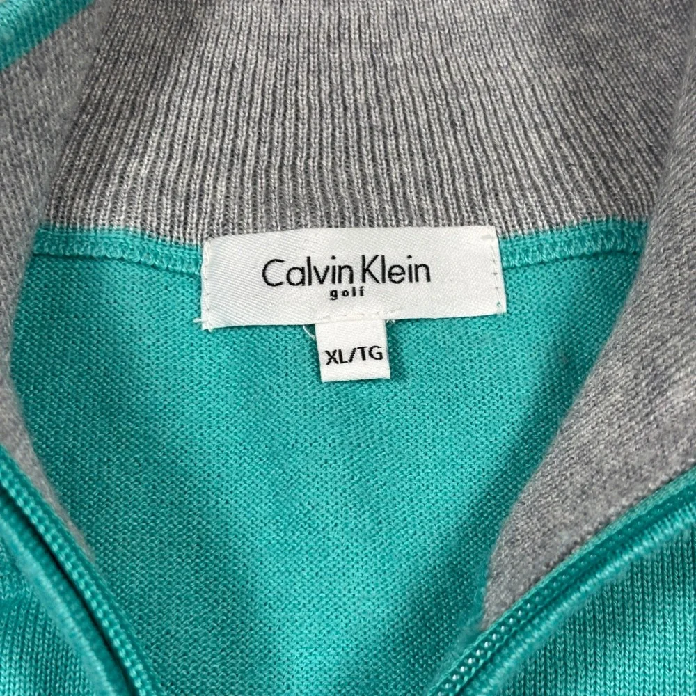 Calvin Klein Golf Vest Mens XL Teal Green Merino Wool Blend 1/4 Zip Antalya Club