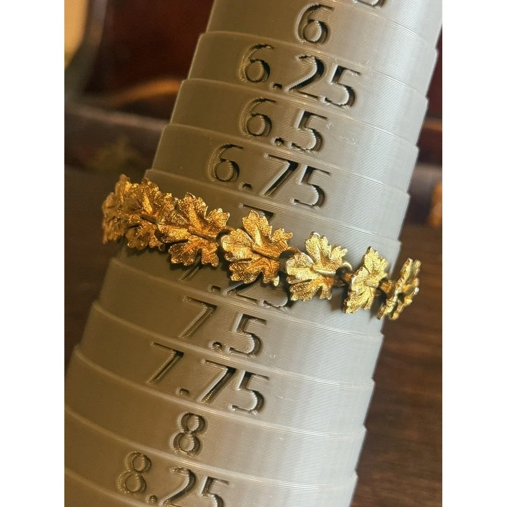Vintage Napier Gold Tone Leaf‎ Link Bracelet Signed Textured Botanical Design