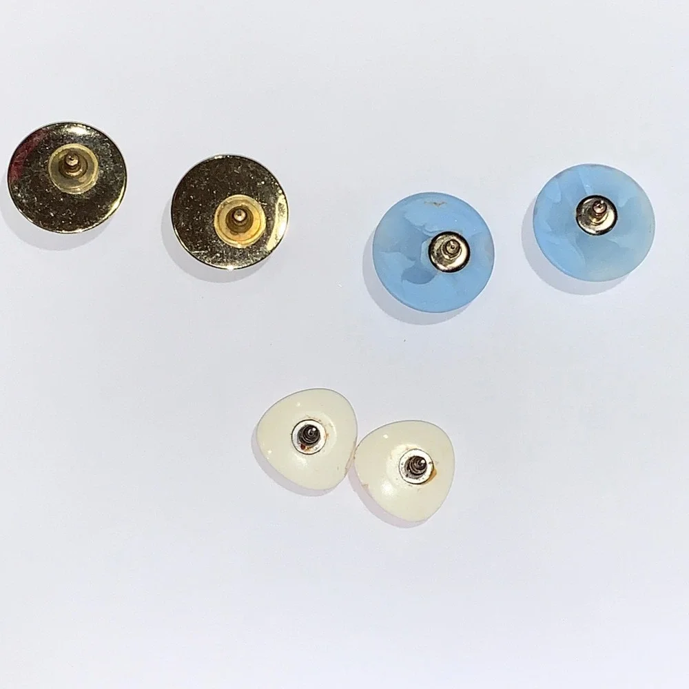 Stud Earrings‎ 80s Bundle Colorful Resin Cabochon Gold Tone Women's Jewelry