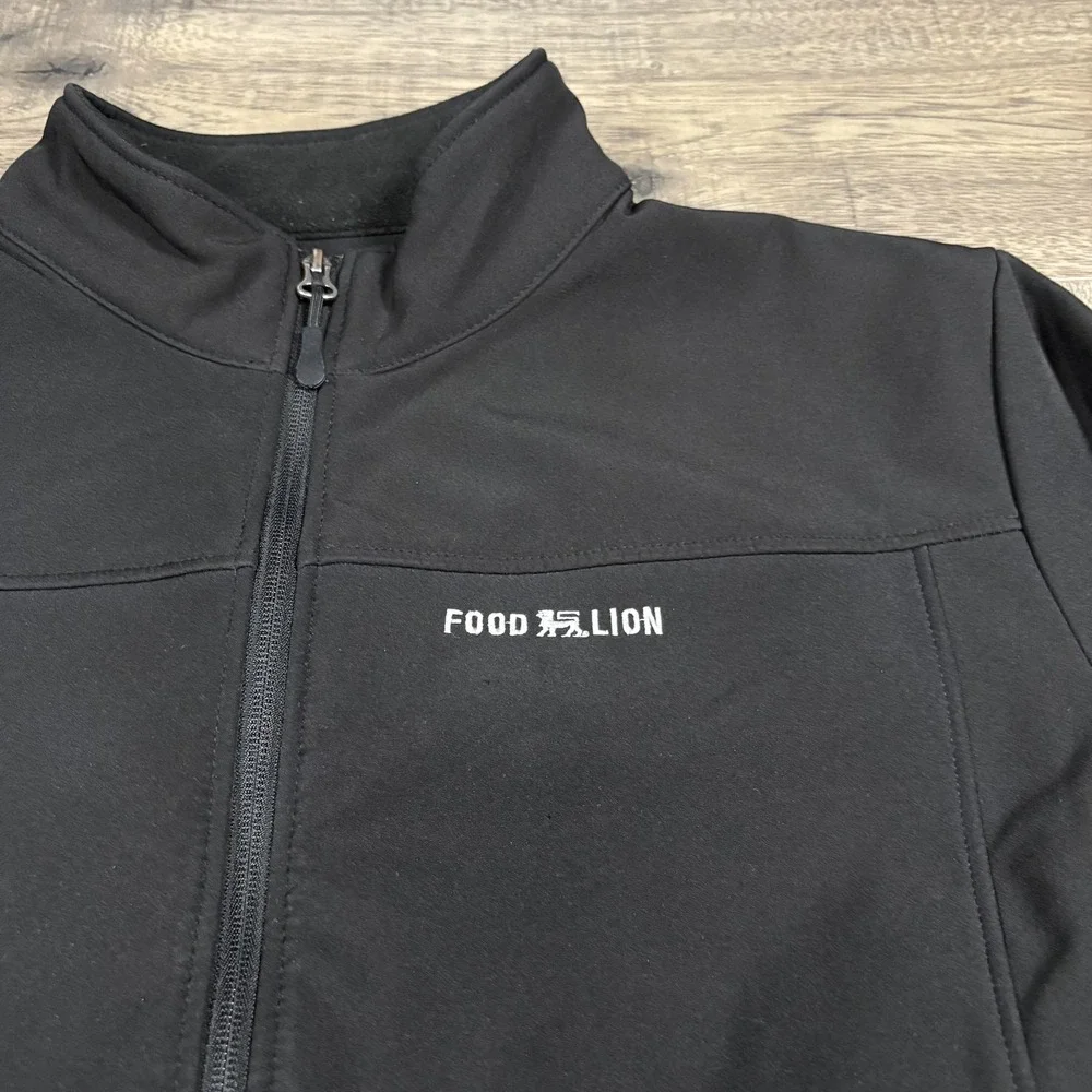 Food Lion Jacket‎ Mens 3XL Black Softshell Full Zip Fleece Lined Workwear Logo