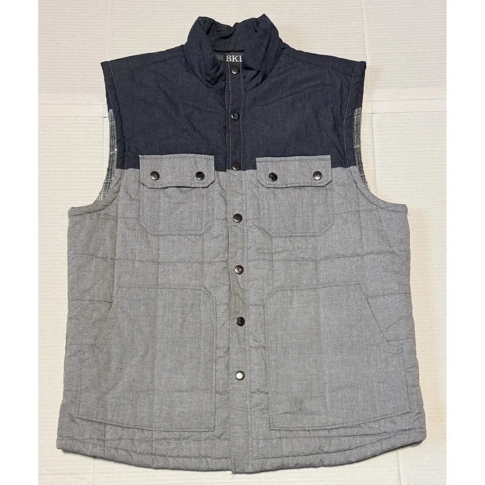 BKE - Men's Gray Cotton Blend Insulated Quilted Vest - Size‎ Large