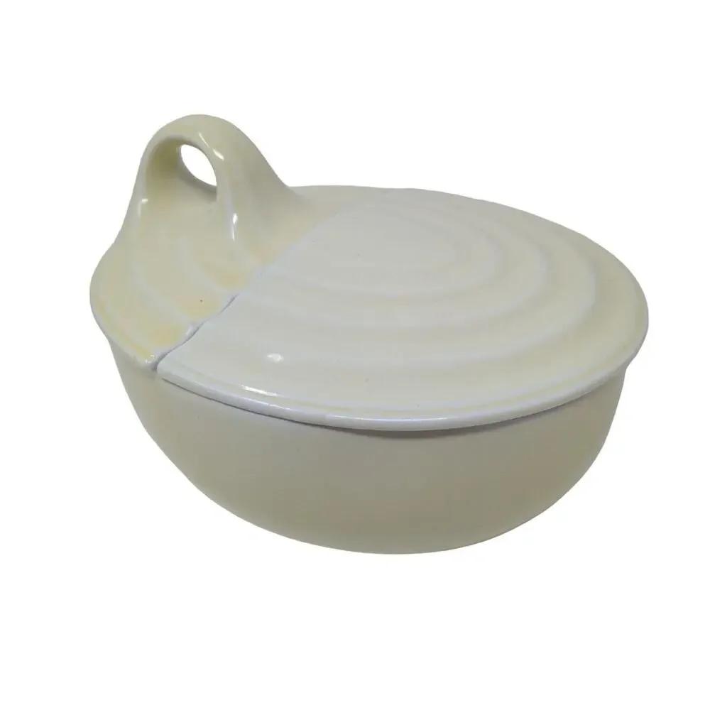 Vintage Hall Kitchenware Loop Handled Leftover Dish w/Lid UV Reactive‎ Glaze