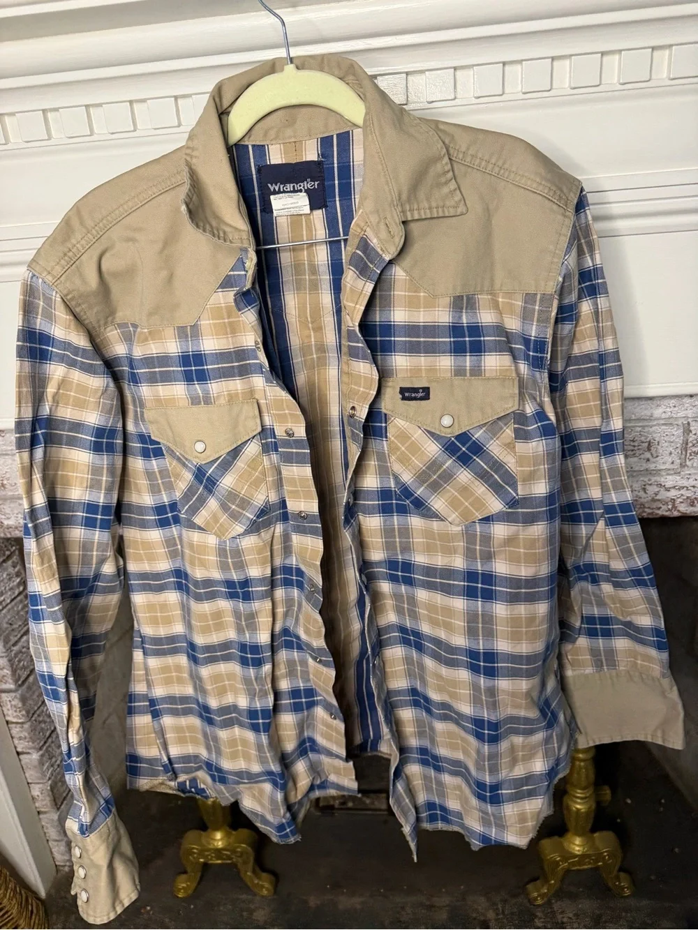 Wrangler Western Pearl Snap Plaid Shirt Men XL 100% Cotton Cowboy Ranch Workwear
