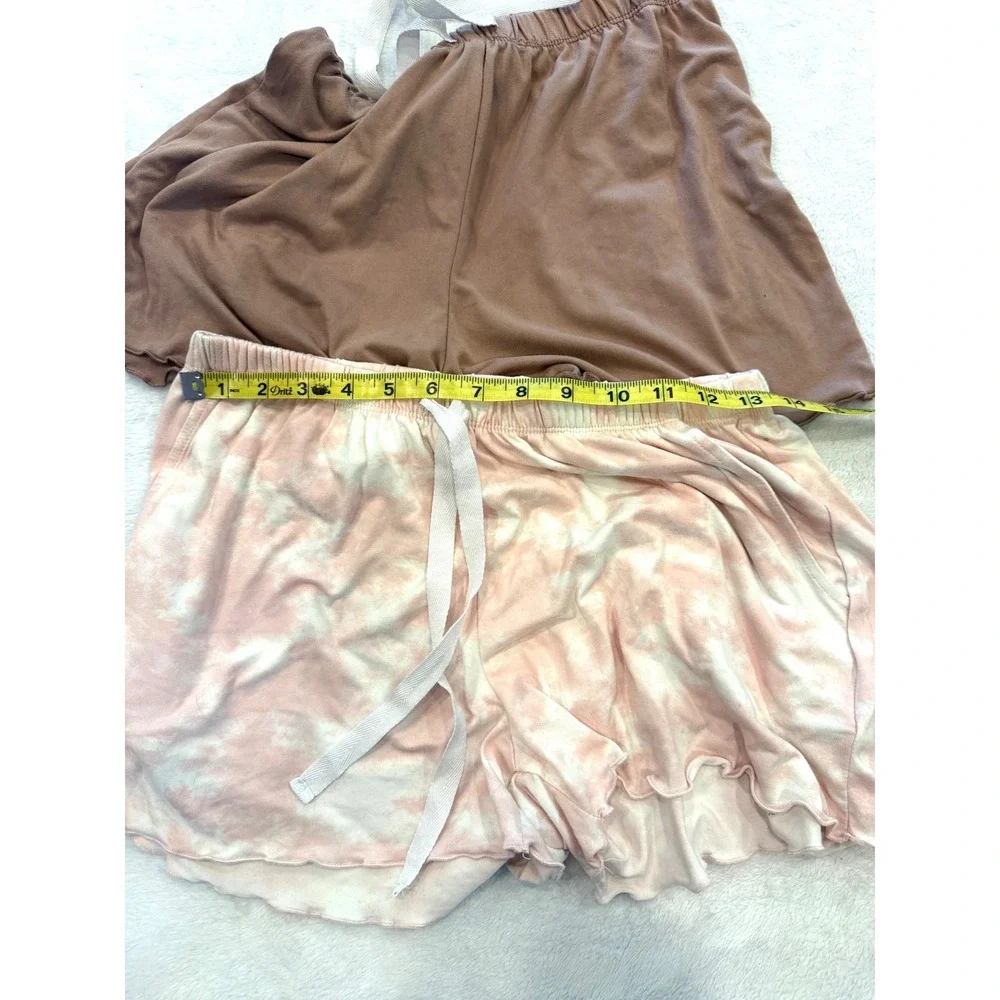 Lot of 2 Womens Born‎ Lounge Shorts Pink Tie Dye and Mauve Lettuce Hem Small