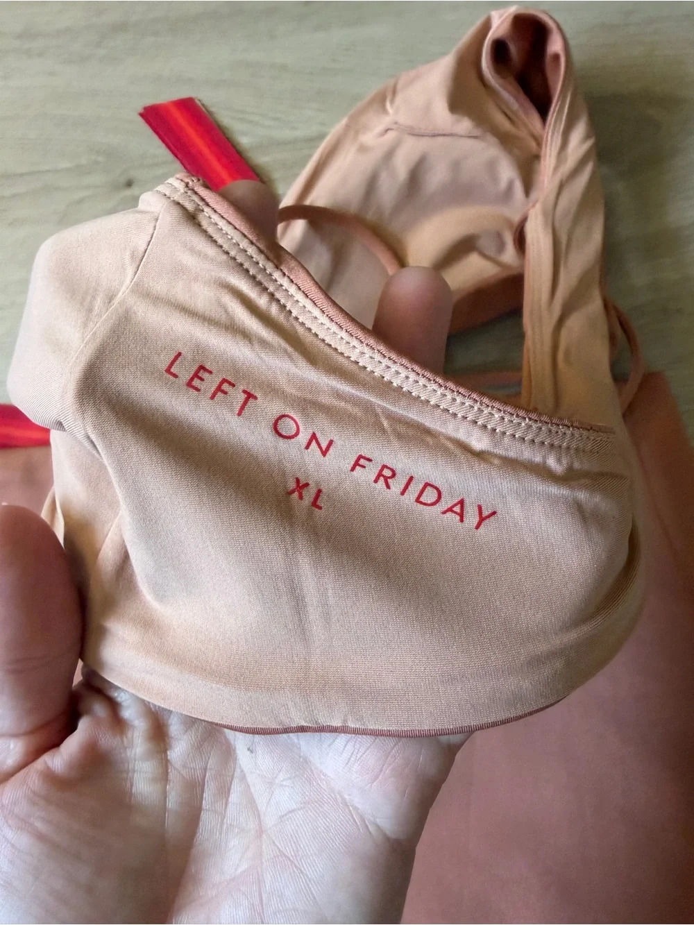 Left On Friday peachy colored