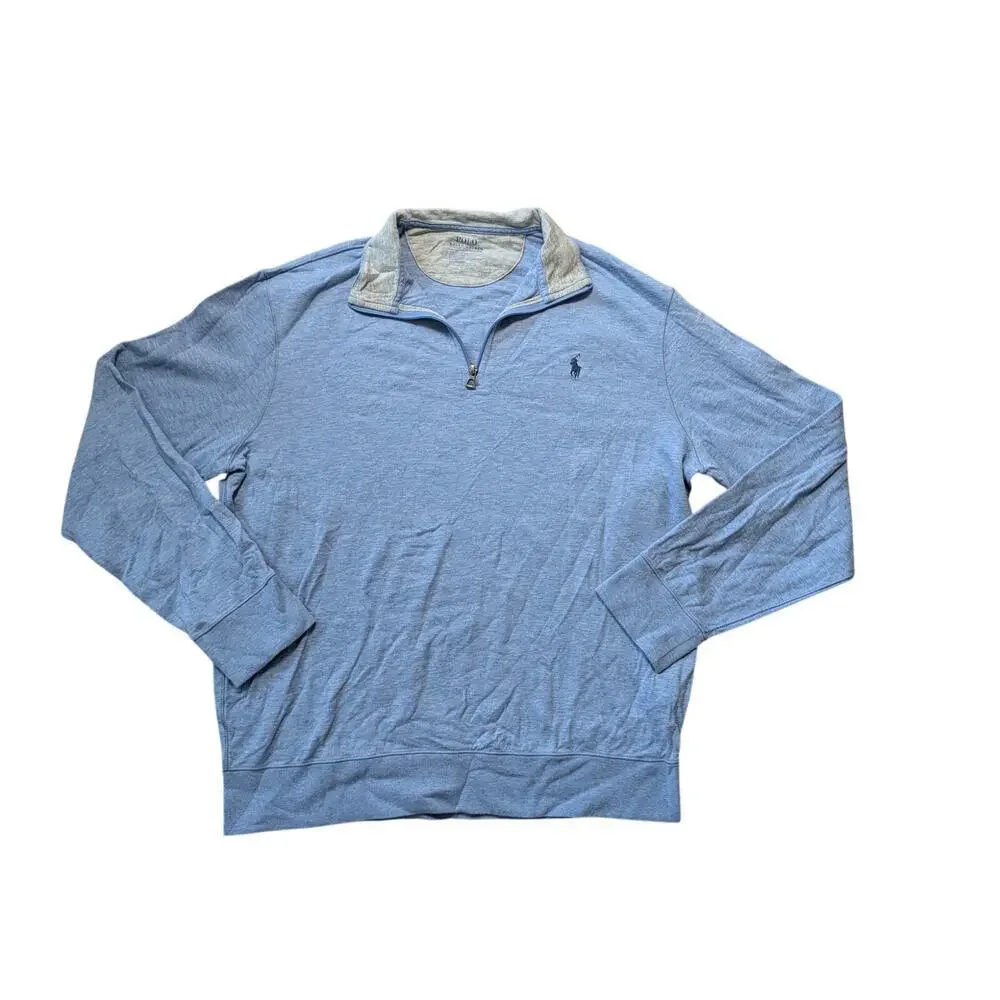 POLO Ralph Lauren 1/4 zip Men's Hoodie/Sweatshirt Performance cotton knit ; LG