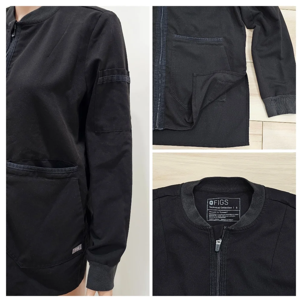 Figs Bellery Scrub Jacket zipped black S