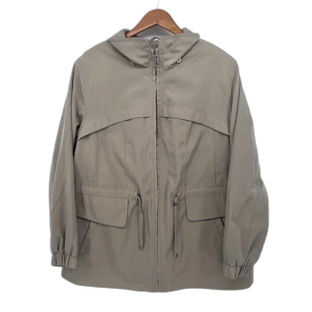 FS Limited Khaki Utility Jacket Zip Drawstring Waist Wind Rain Jacket Sz 1X‎