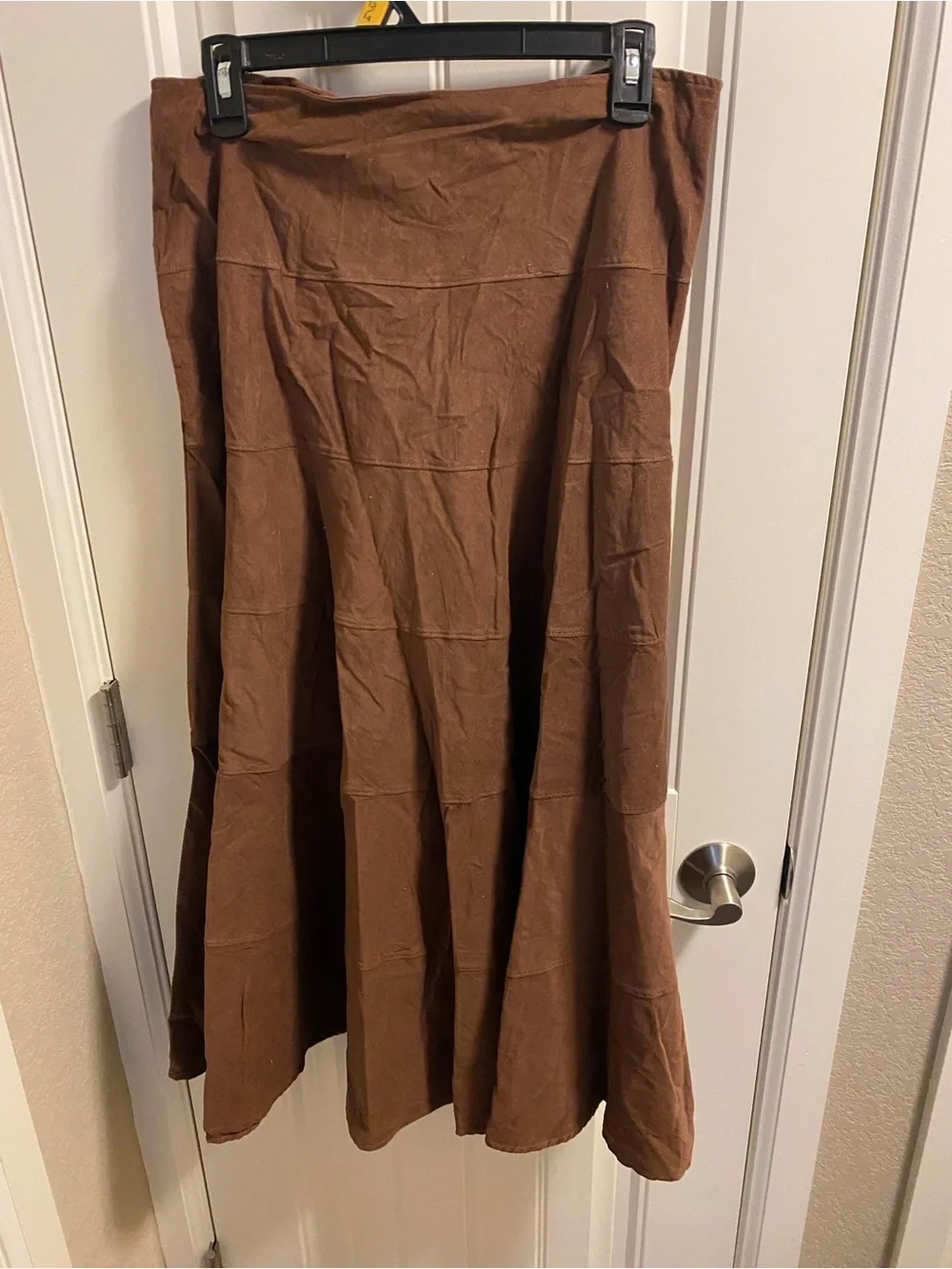 Vintage Disney Shopping L Maxi Skirt Lightweight Corduroy Brown Mickey Mouse Emb