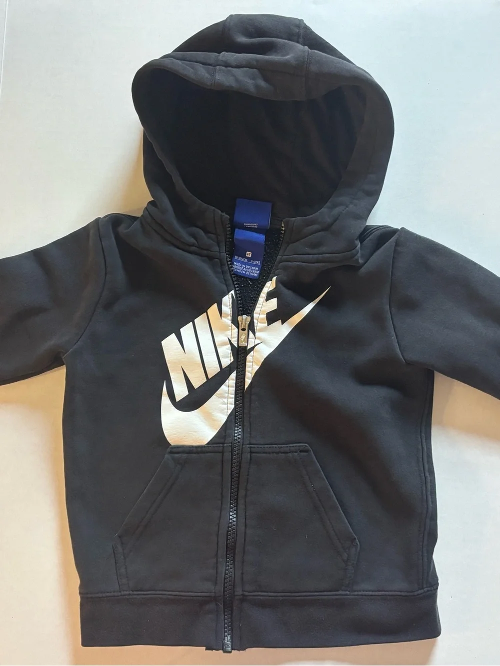 Nike Black Kids Full-Zip Hoodie with White Swoosh Logo
