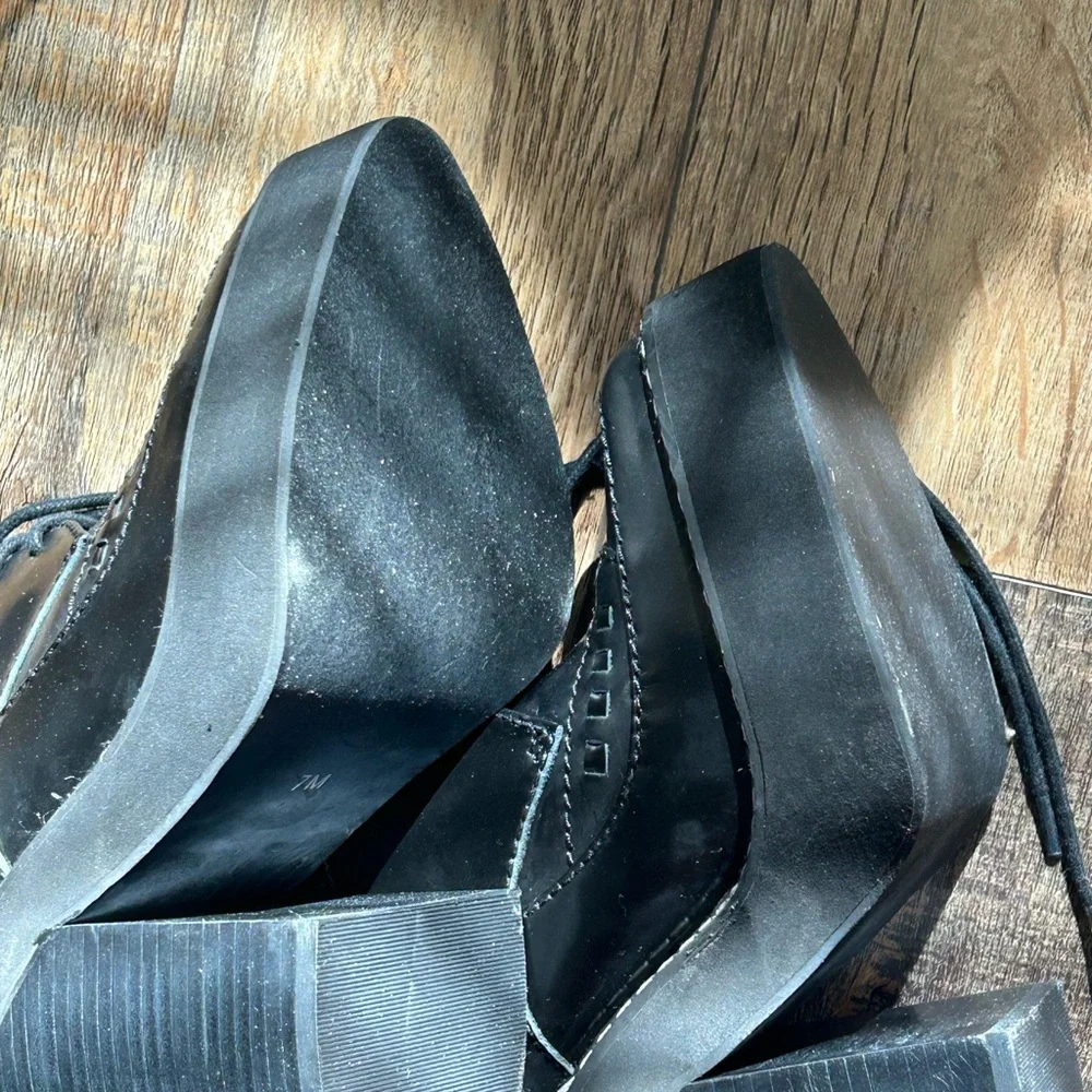 Jeffrey Campbell Black Leather Platform Lace-Up Heels