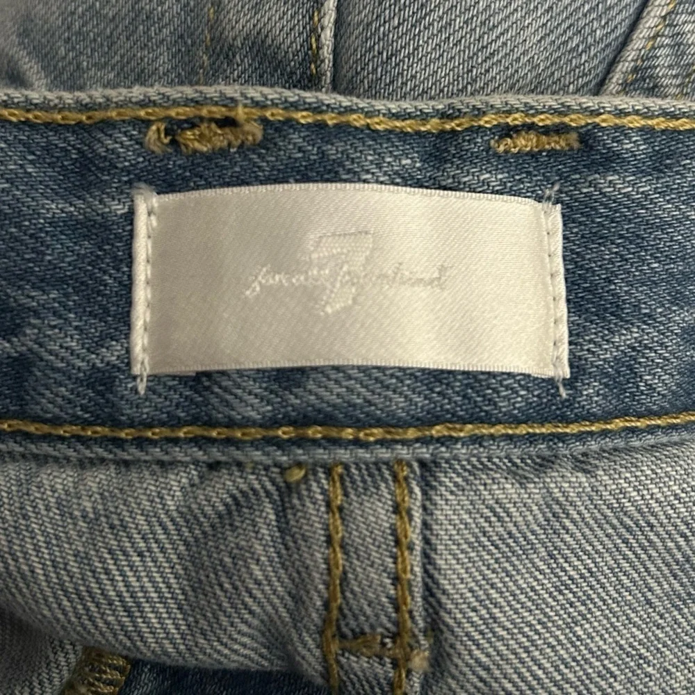 7 For All Mankind Monroe High Rise Cutoff Jean Shorts 27 Embroidered Distressed