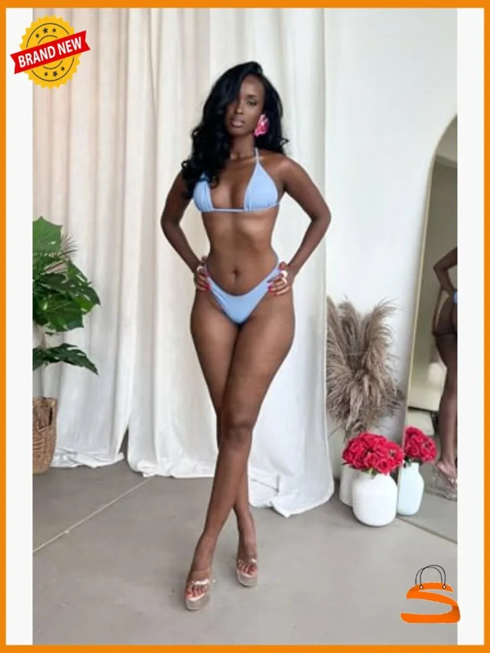 Women's 3-Piece Bikini Set with Sheer Mesh Cover Up Dress XS-XXL