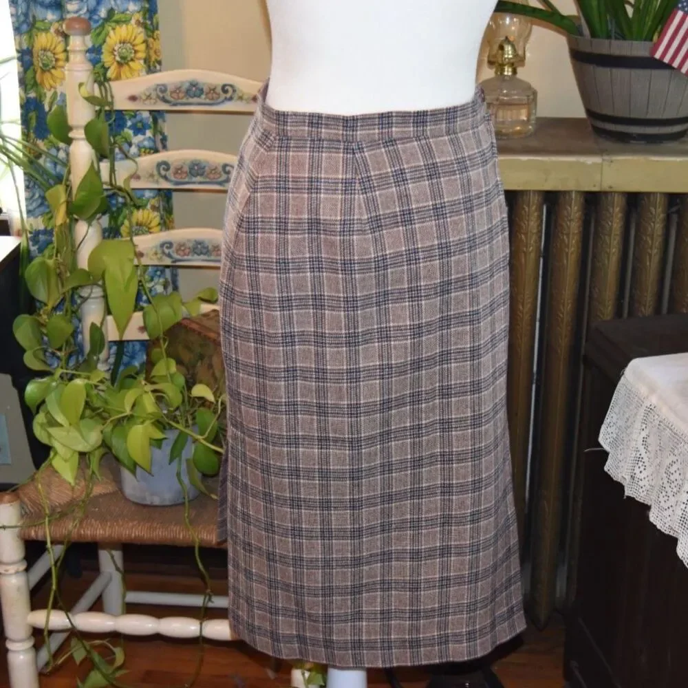 Vintage 1970s Young Pendleton Skirt Portland Oregon Plaid Lined Size Small