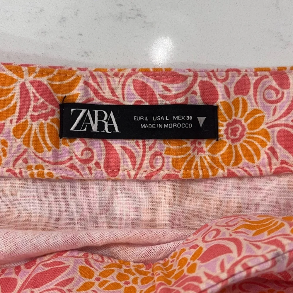 Zara Pink and Orange Floral Skirt