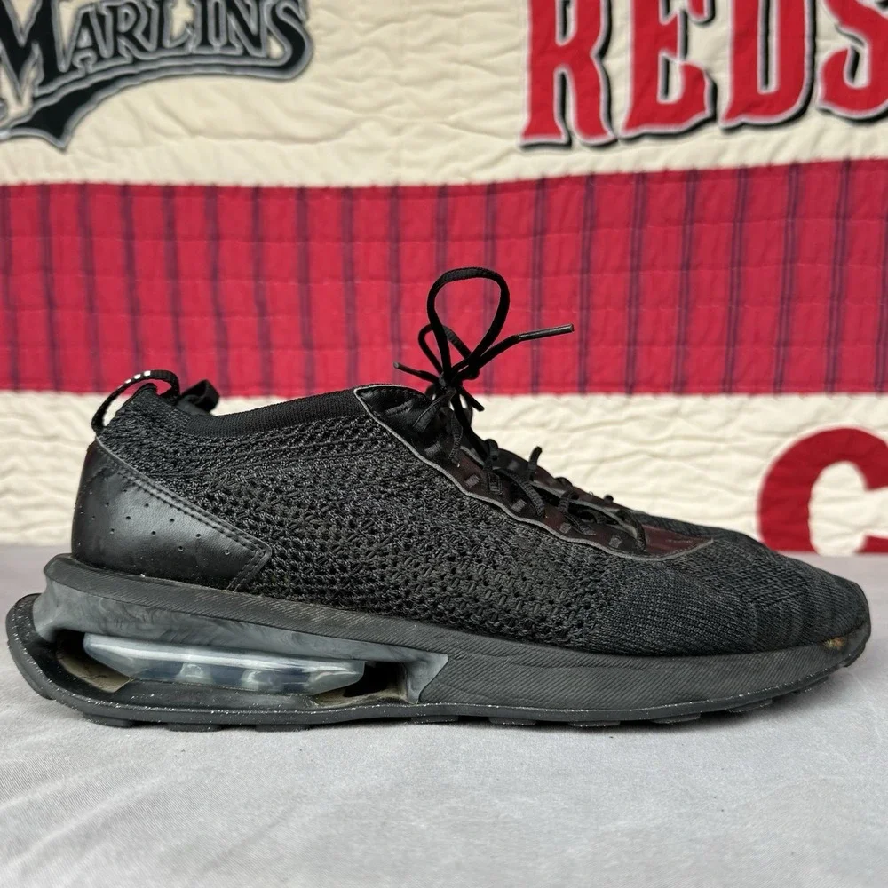 Size 10 - Nike Air Max Flyknit‎ Racer TRIPLE BLACK ANTHRACITE Sneakers Men's