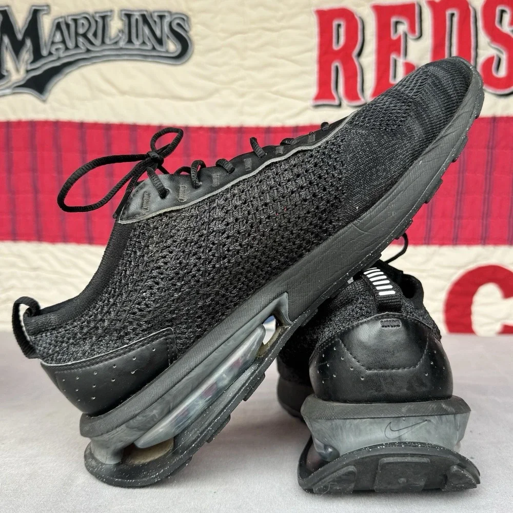 Size 10 - Nike Air Max Flyknit‎ Racer TRIPLE BLACK ANTHRACITE Sneakers Men's