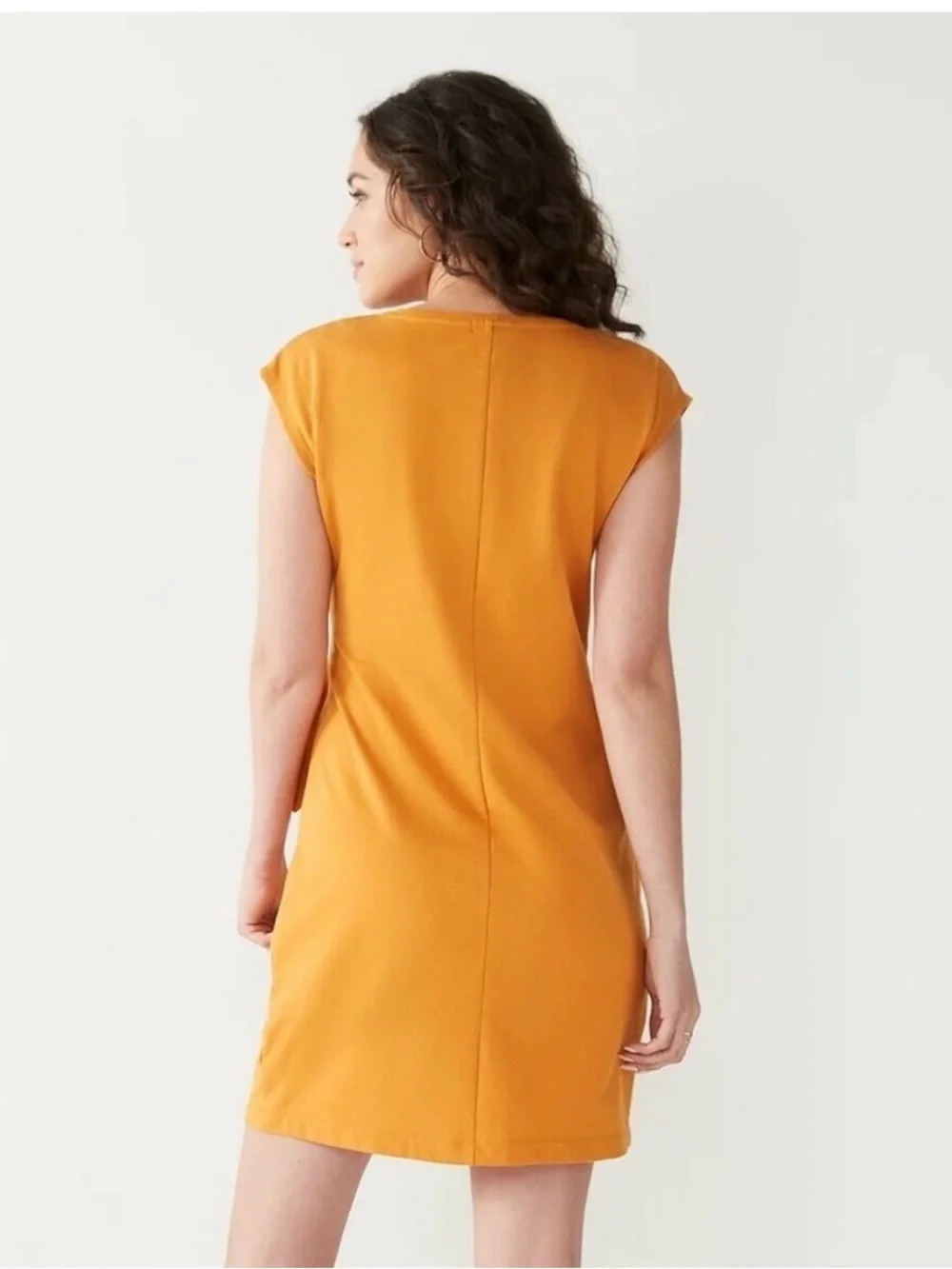 Nine West Yellow-Orange Tie-Waist Mini Dress