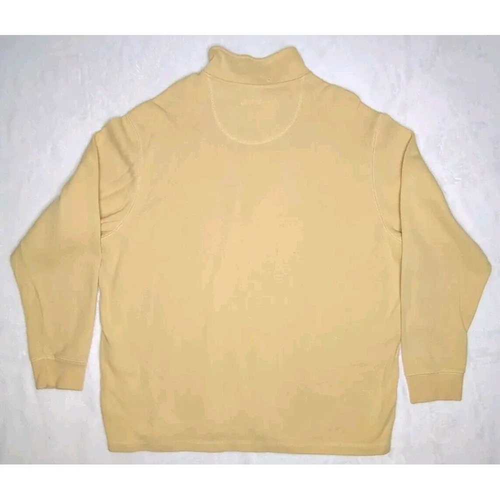 Eddie Bauer Sweater Mens XLT Yellow Knit Long Sleeve 1/4 Zip Adult XLTall Cotton