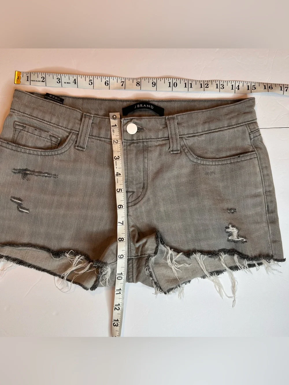 J Brand Grey Distressed Denim Cutoff Shorts Size 25
