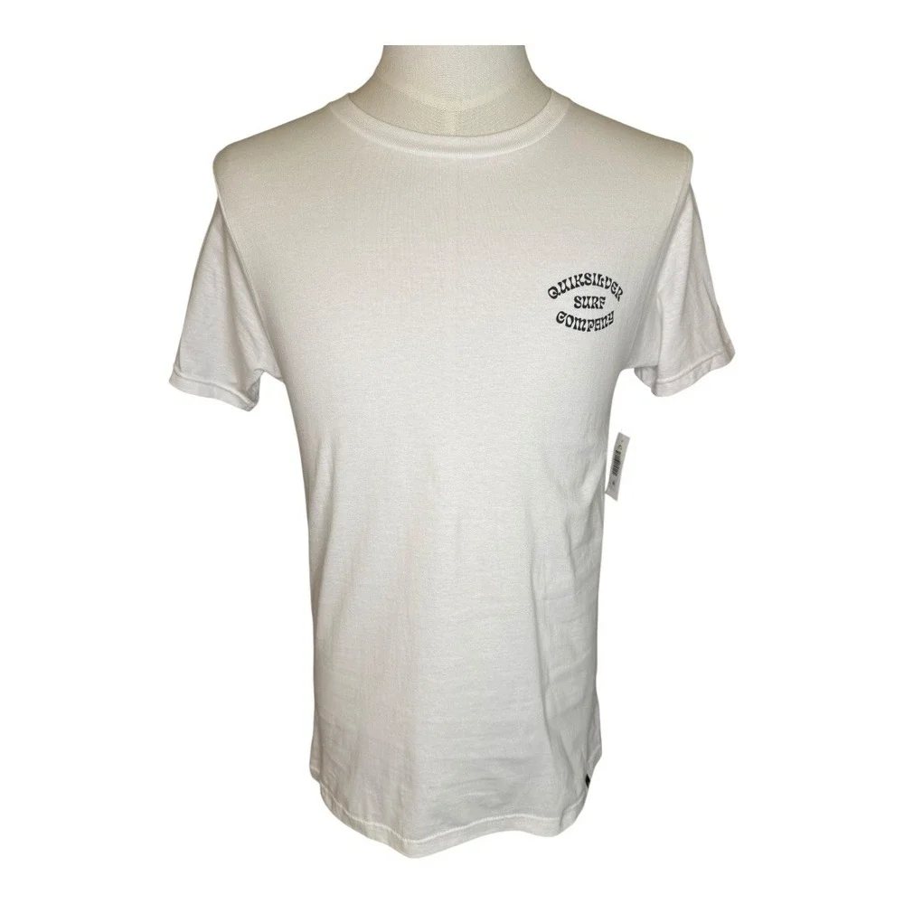 Quiksilver Surf Company Graphic T-Shirt White Bull Skull Cactus Mens Size‎ Small