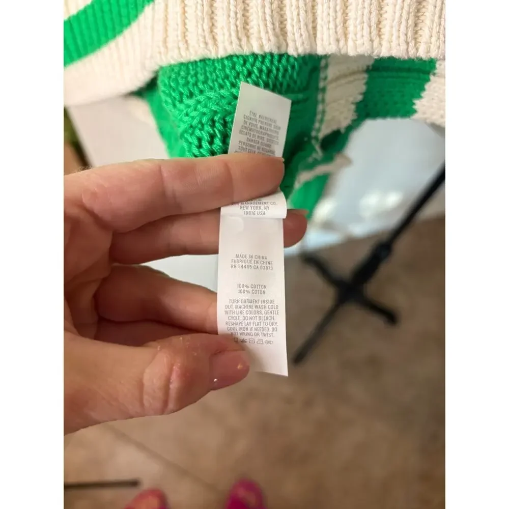 American Eagle Aerie Cropped Cable V-NECK Oversized Sweater Green Size XS 0-4