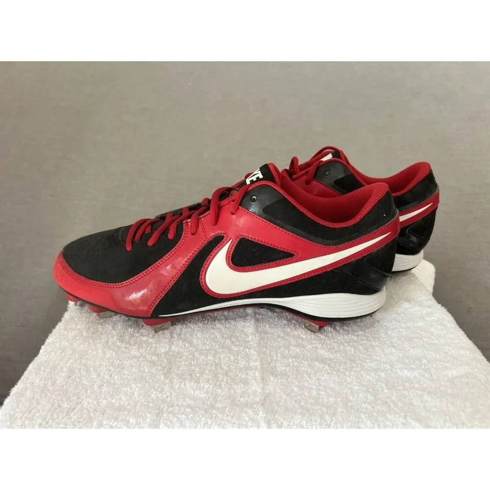 NEW NIKE MVP Strike‎ Baseball Metal Cleats Mens 12.5 Black Red 1535841-016