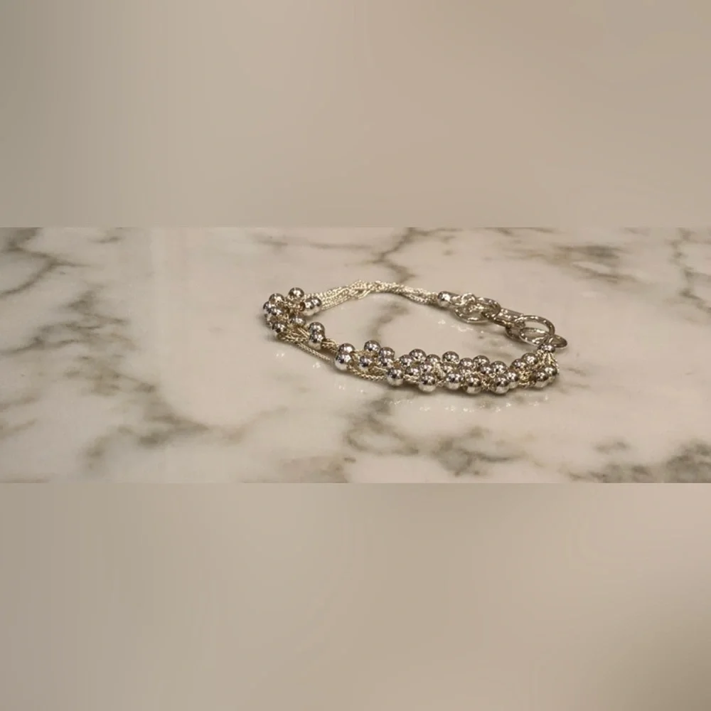 ⛱️🔥Boutique - Silver Vintage Multi-Strand Beaded Bracelet - OS
