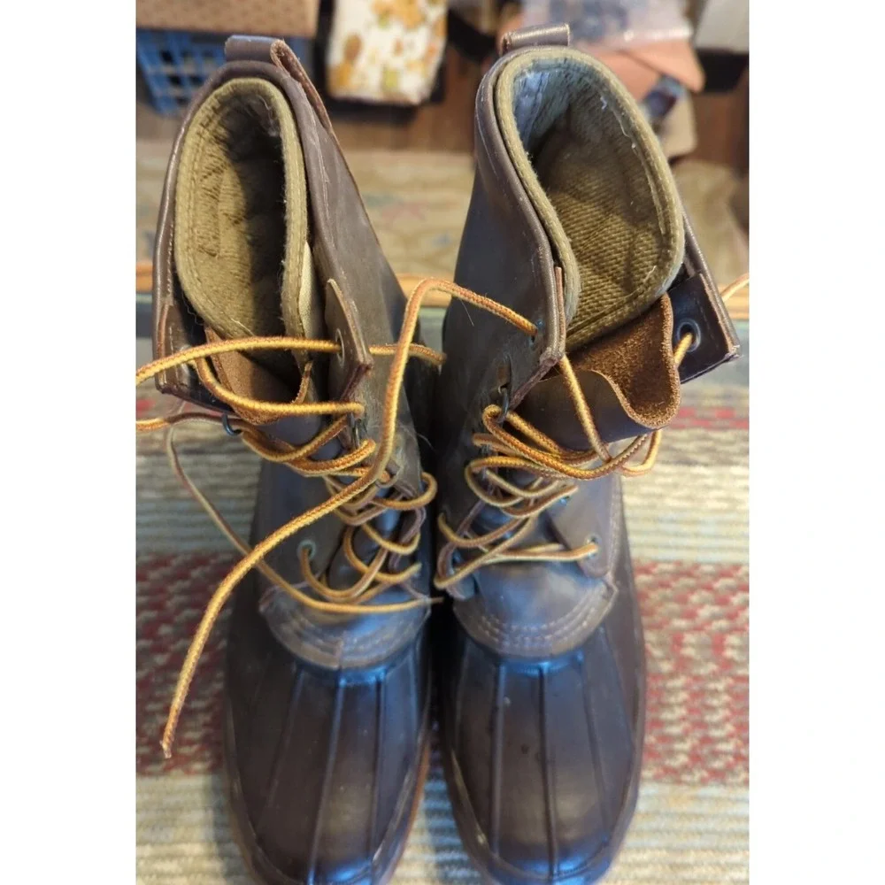Orvis Mens Size 8 Leather Rubber Winter duck‎ /Snow /Rain Boots With Liner