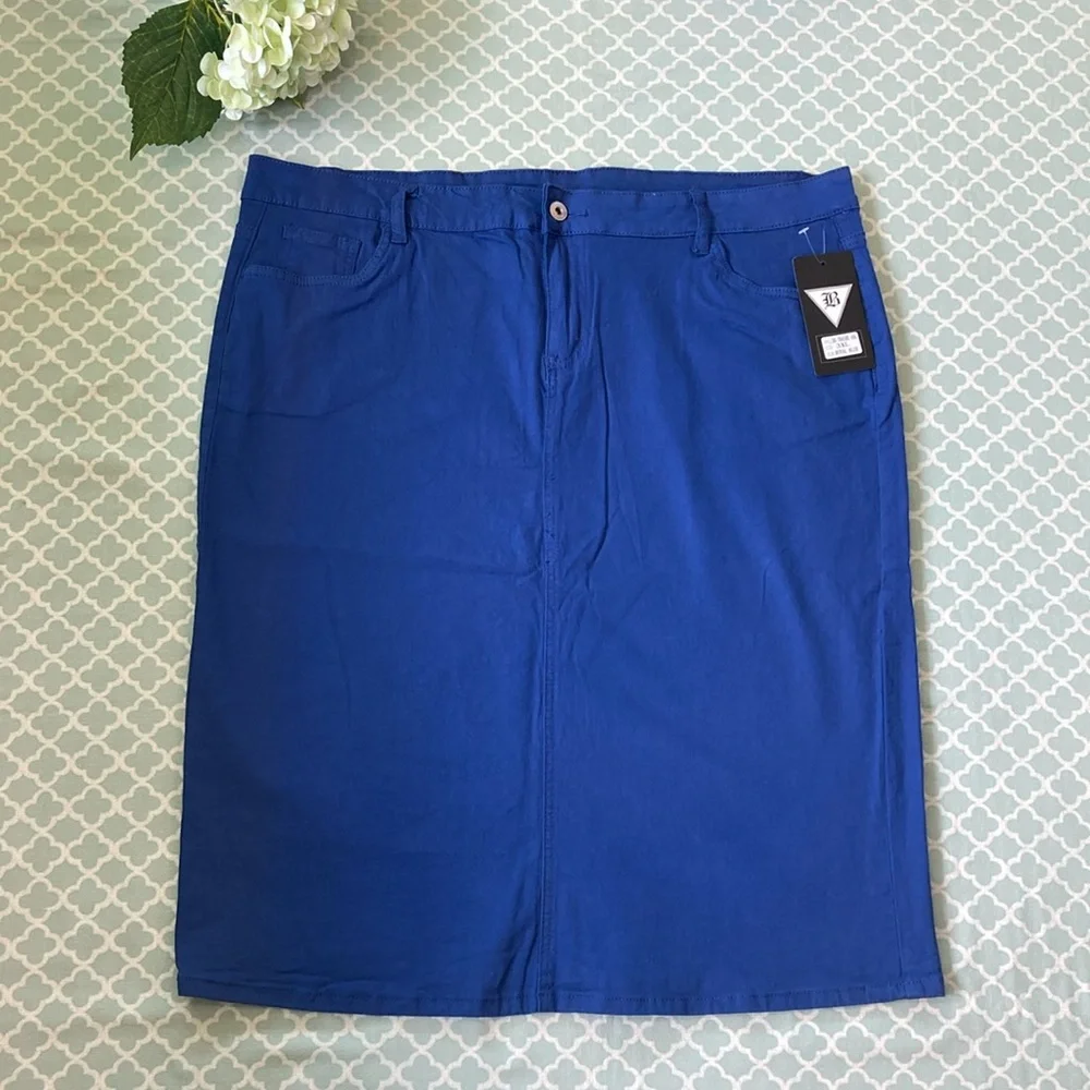 NWT Be-Girl Modest Colored Blue Pencil Skirt 3X