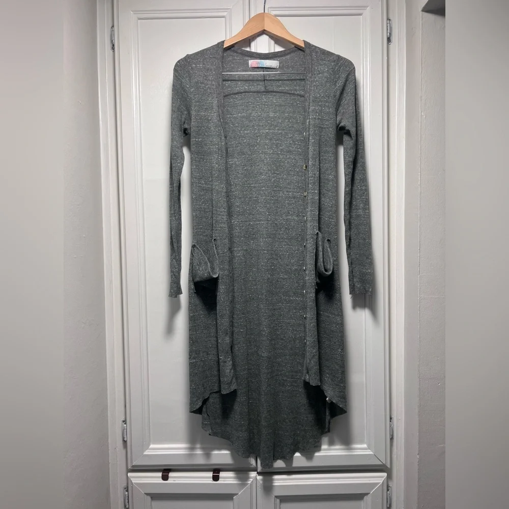 Free People Beach Long Sleeve Open Front Long Cardigan Pockets Size Small Duster