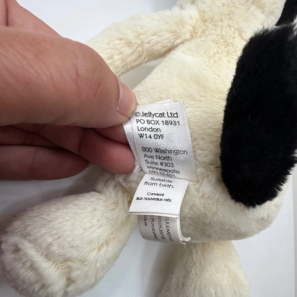 Jellycat London Bashful Puppy Dog Plush Cream Black Spotted Stuffed Animal 8