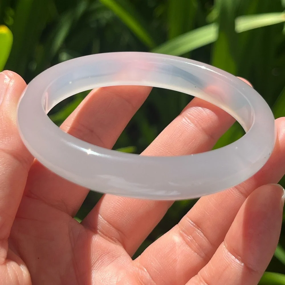 60.5mm‎ inner diameter grayish blue agate bangle 0153
