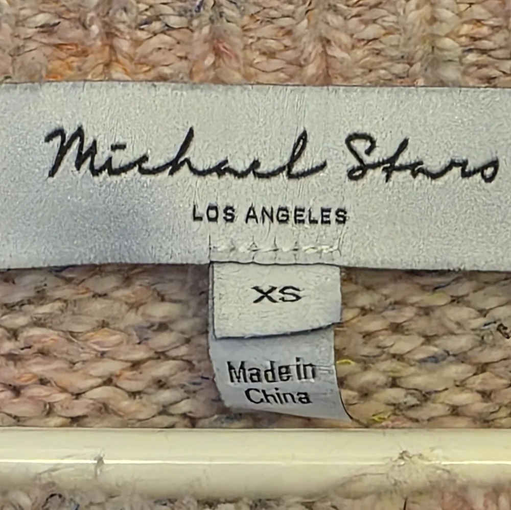 Michael Stars.Super Soft Pink Confetti Puffed Sleeve Sweater Size XS