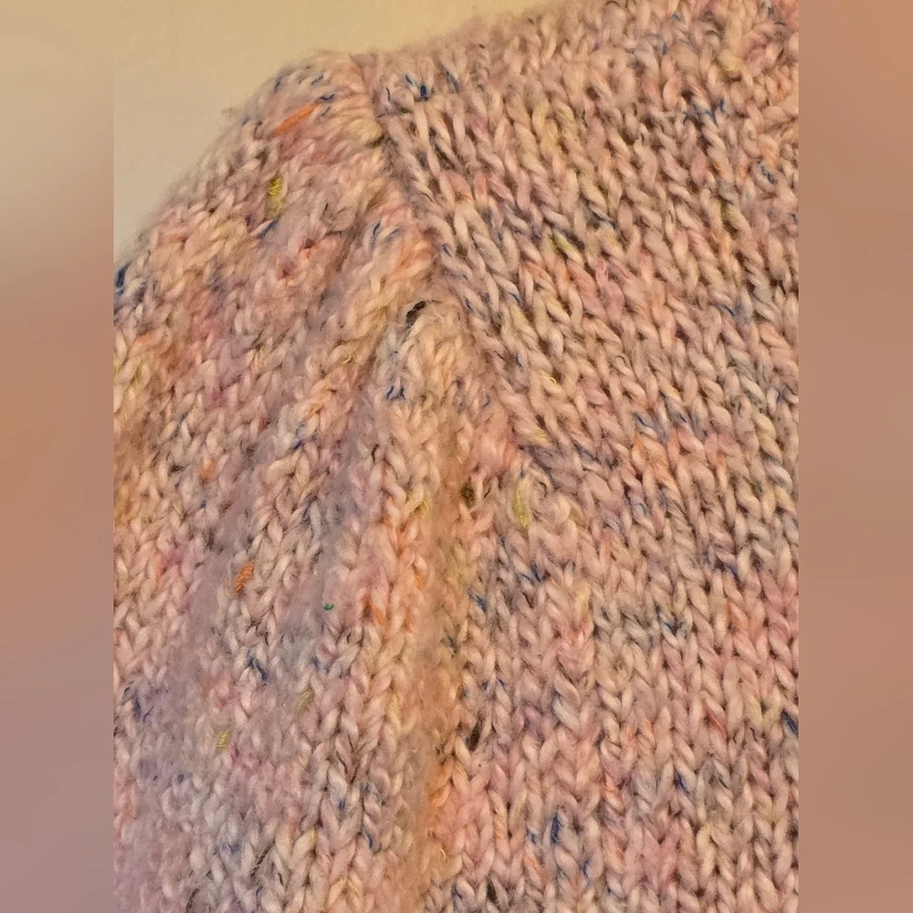 Michael Stars.Super Soft Pink Confetti Puffed Sleeve Sweater Size XS