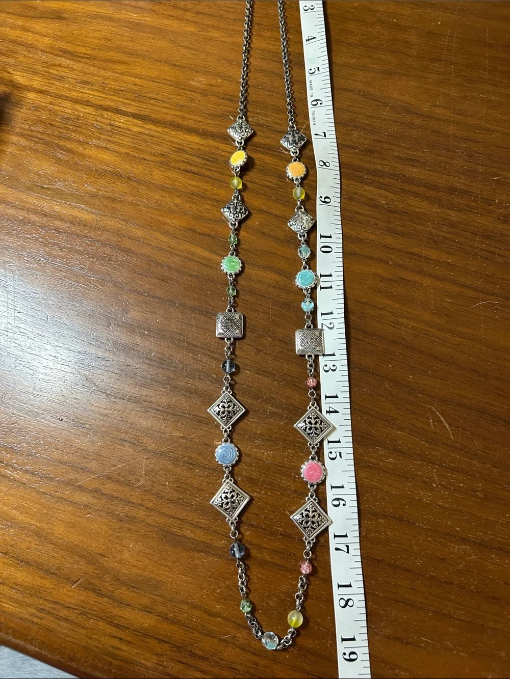 Brighton Multicolor Beaded Silver-Tone Long Necklace NWOT