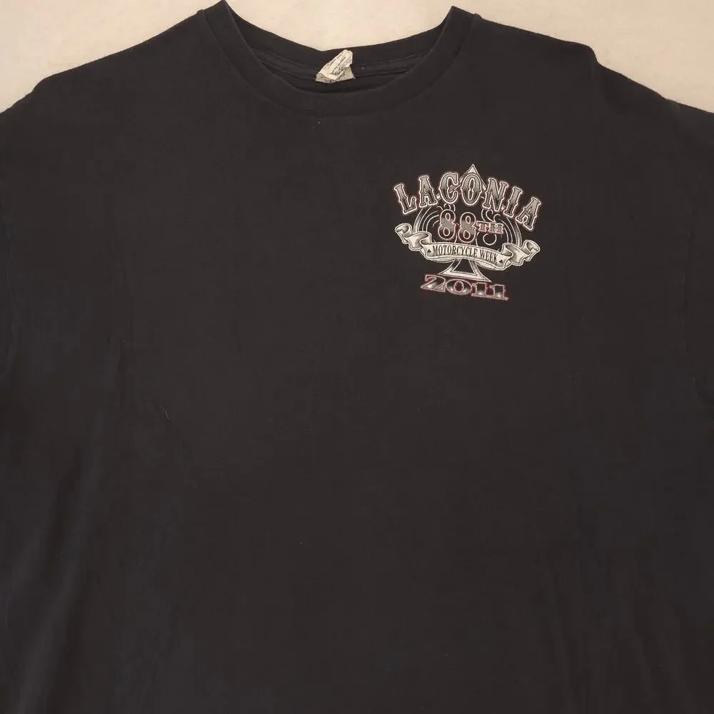 Laconia 88th  Motorcycles Week 2011 Crew Neck Graphic T-Shirt Mens Size XL Black