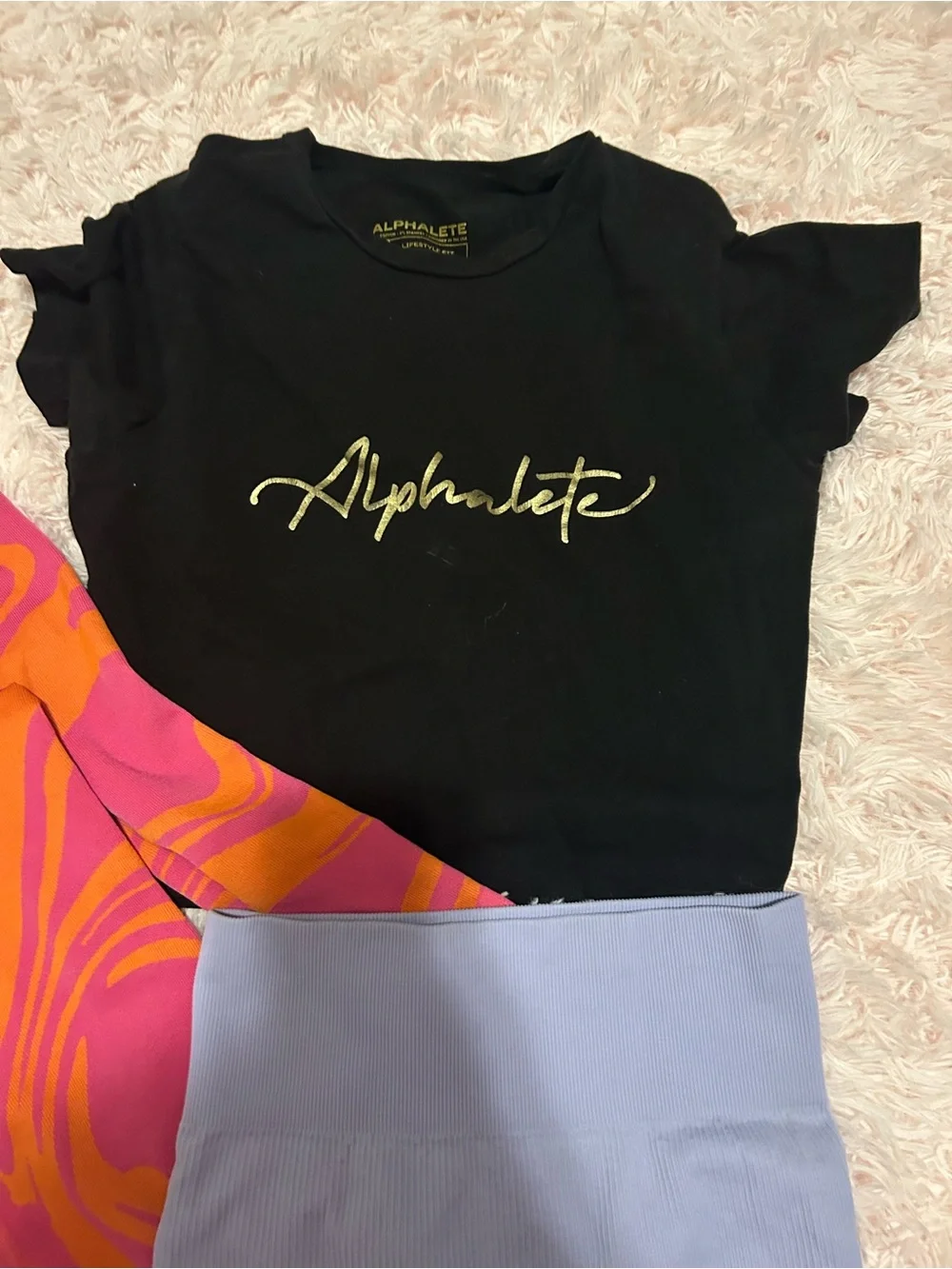 Gym outfit Bundle Pink & Orange Swirl Active Set - Crop Top & Leggings