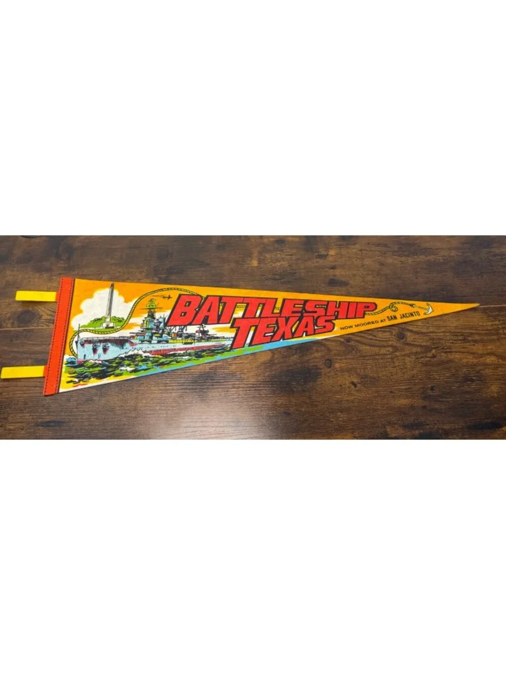 Vintage Battleship Texas Felt Pennant Nautical Collectible 25”