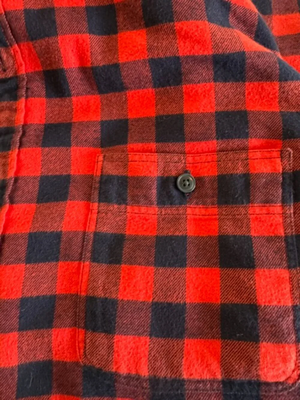 J.Crew Men's XL Tall Red & Navy Blue Plaid Flannel Button-Down Shirt