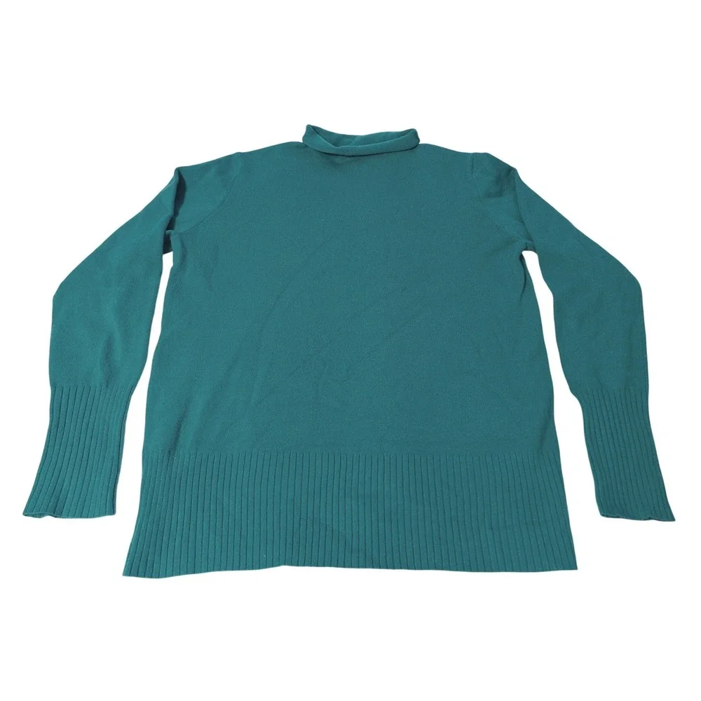 French Connection Mock Turtleneck Green Ribbed Knit Sweater XL Pullover 78XZJ
