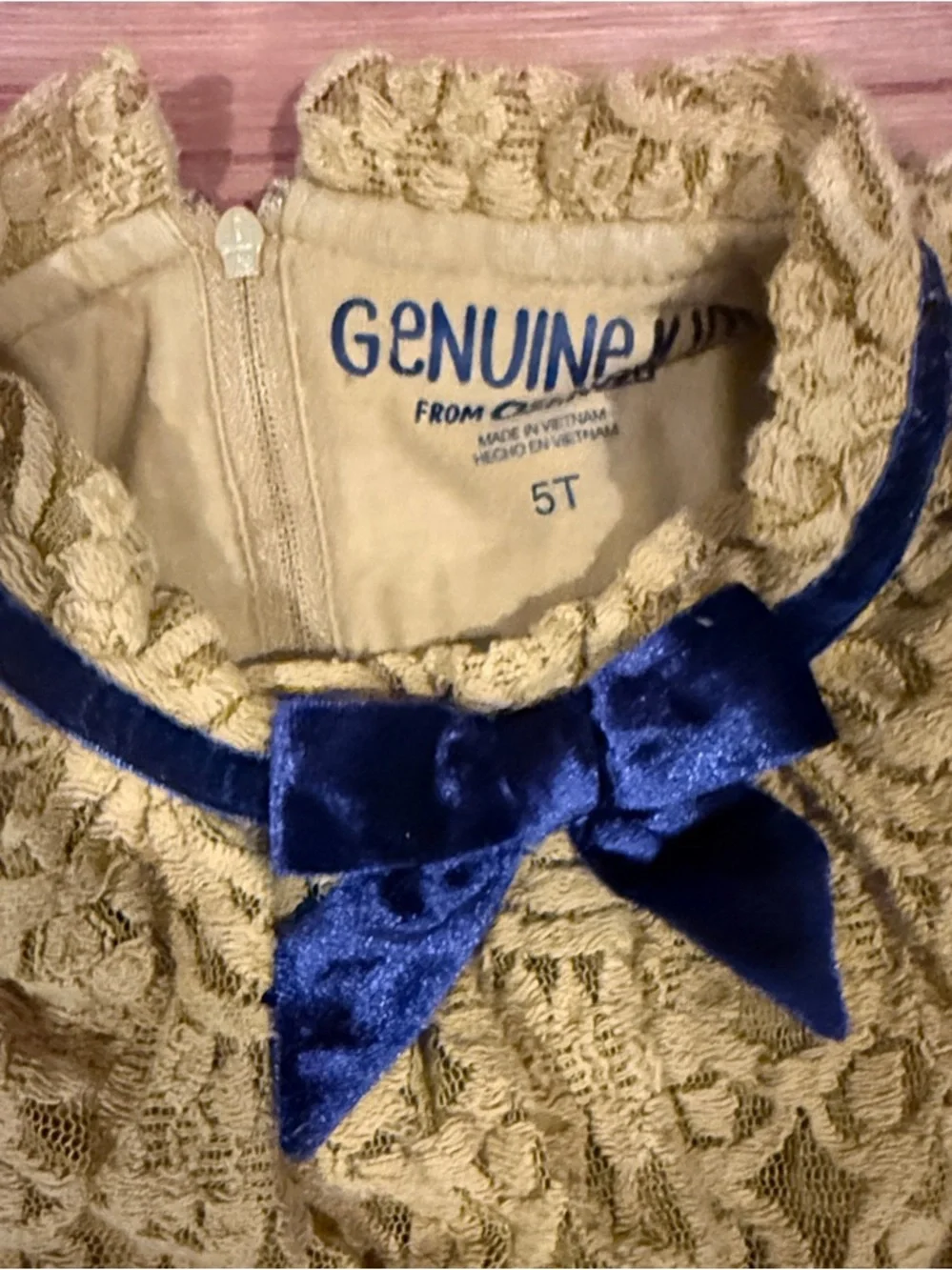 OshKosh B'gosh Yellow Lace Top with Navy Bow