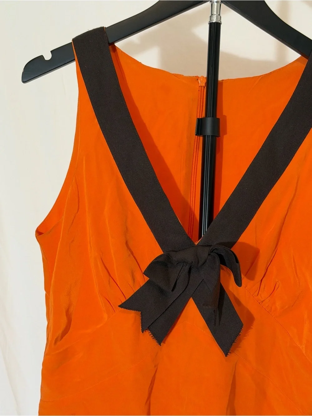 Eva Franco Orange Sleeveless Bow Accent Peplum Blouse Top Size 6