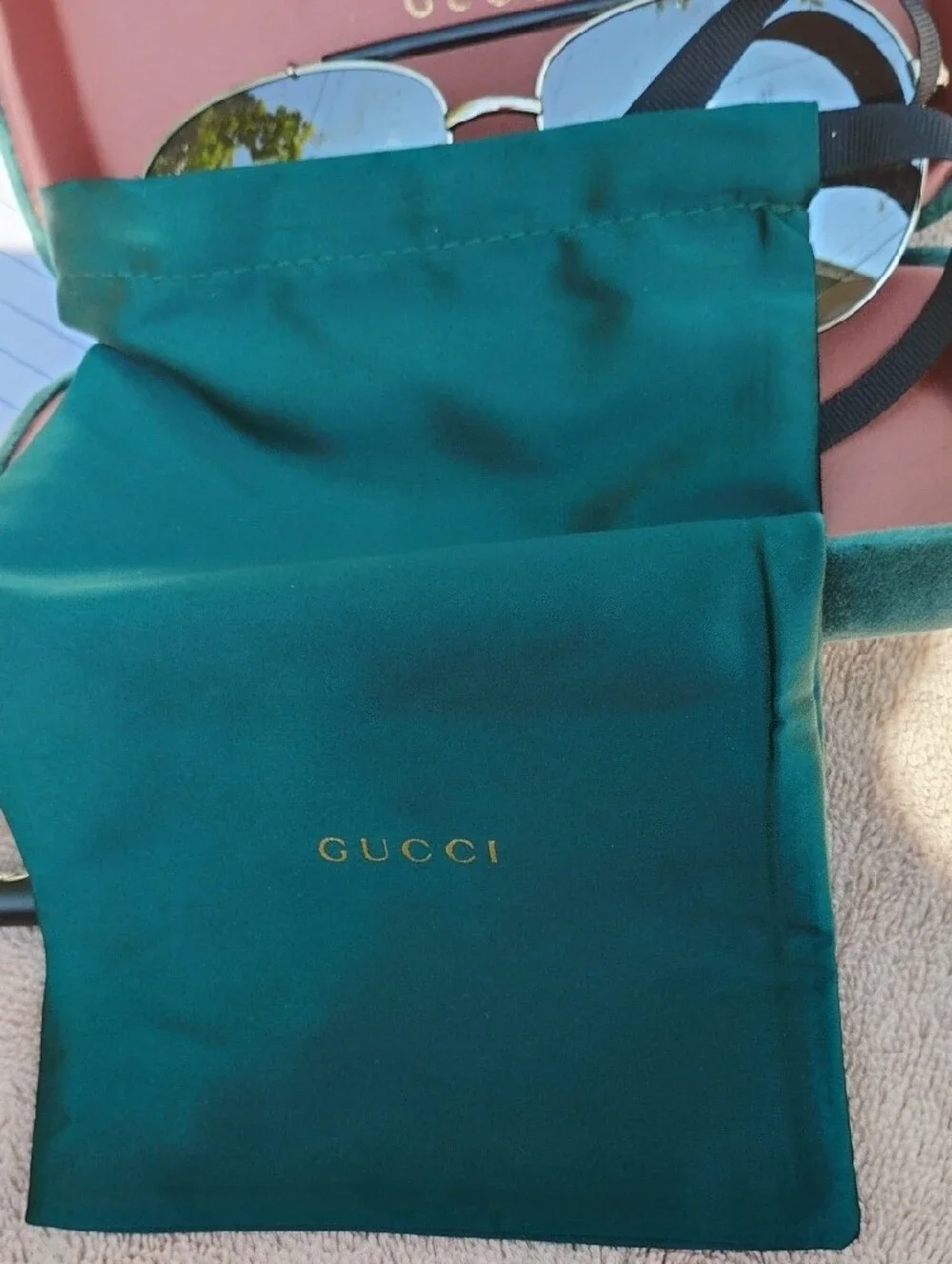 Gucci Men’s Aviator Sunglasses with Blue Mirrored Lenses and Silver Frame