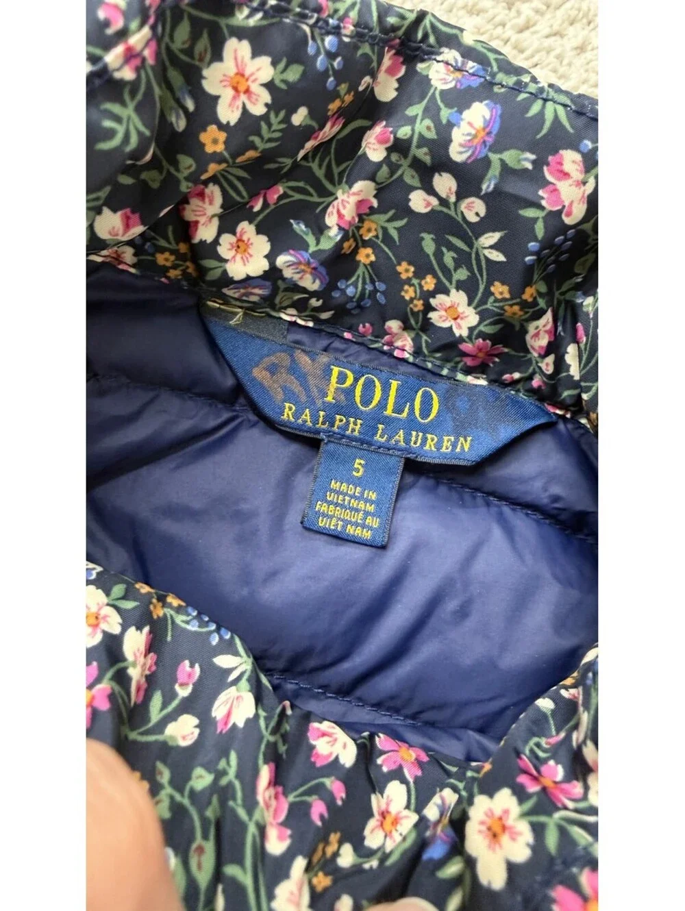Polo Ralph Lauren Girls' Floral Puffer Jacket Size 5